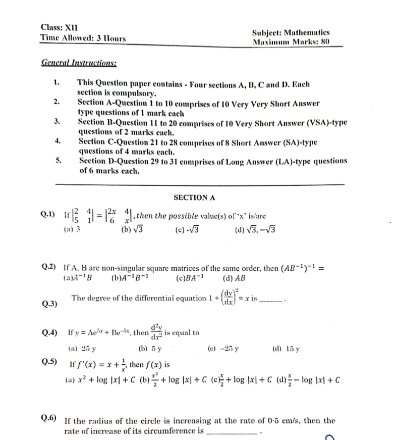 Class 12 Maths Sample paper Issue by jkbose 2024-2025